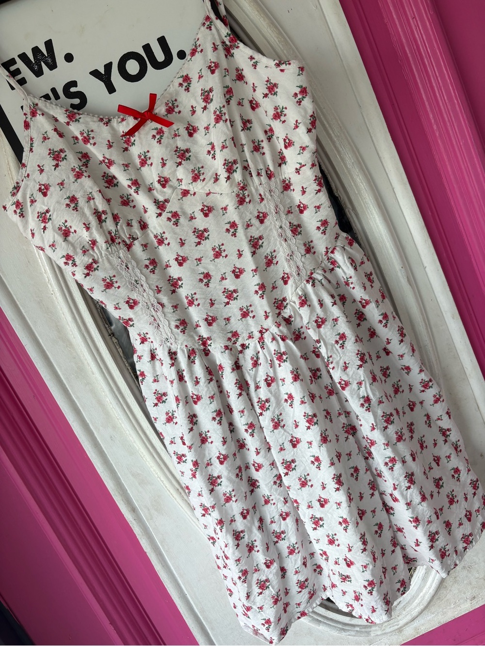 Liberty Love White Mini Dress with Red Floral Print